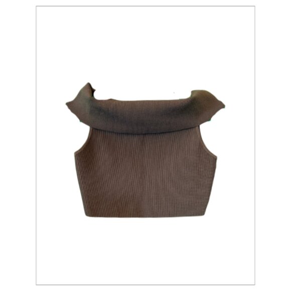 Babaton Tops - NWOT Brown BABATON Sculpt Knit Half Top Size L (BB0234)